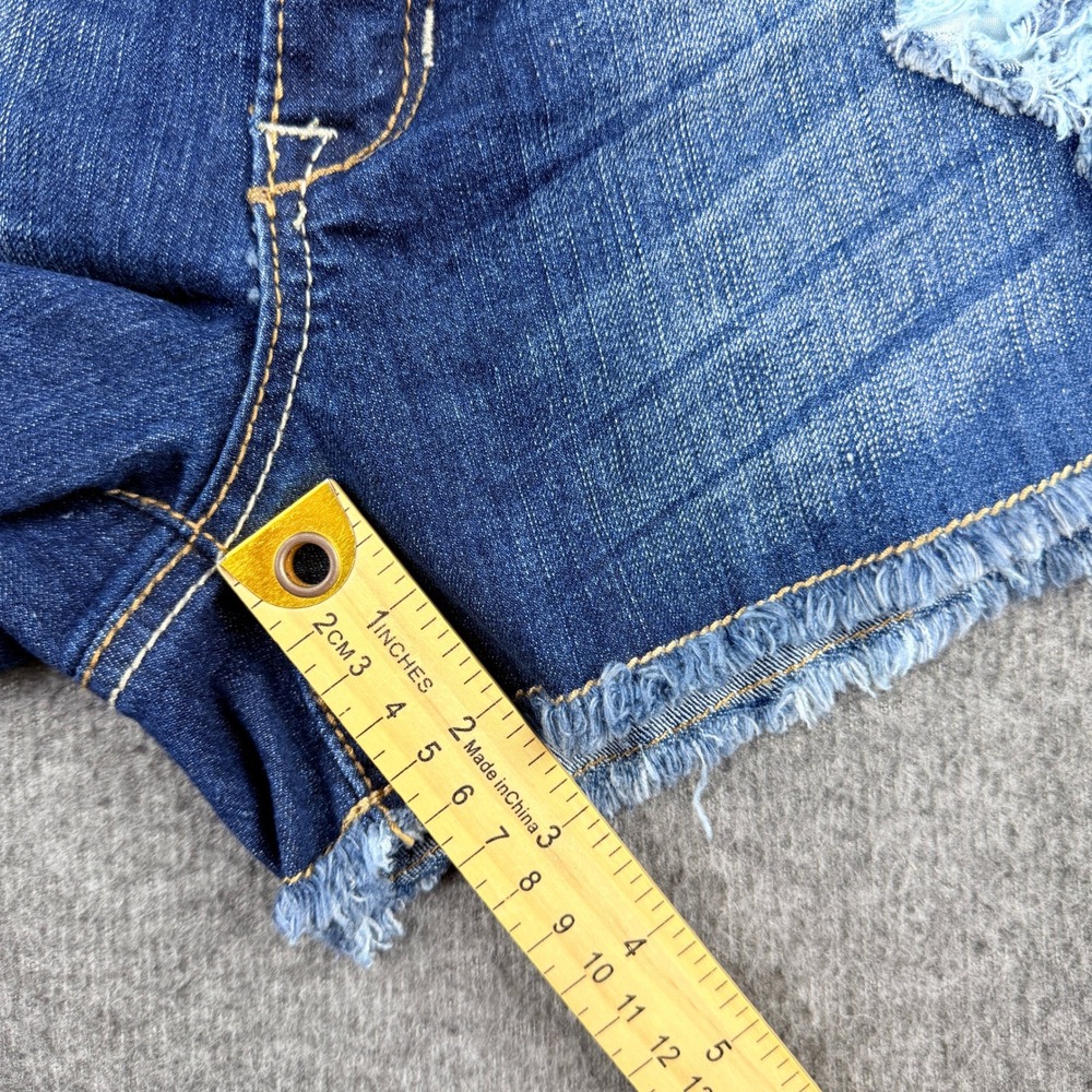 Southpole Distressed Studded Denim Shorts Women's Size 9 Blue Cut Off Y2K - Picture 14 of 14